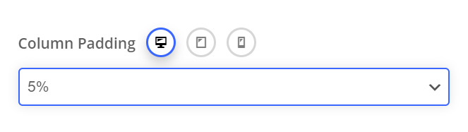 The Salient Column Padding dropdown set to 5%, with the desktop icon selected among the three device icons