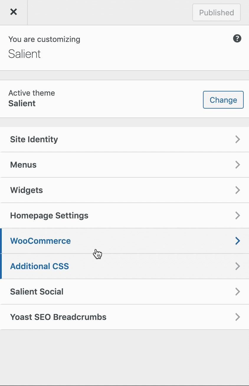 The WordPress Customizer opening WooCommerce, then Product Images, with Main image width 800, Thumbnail width 600 and Custom 4:5 cropping