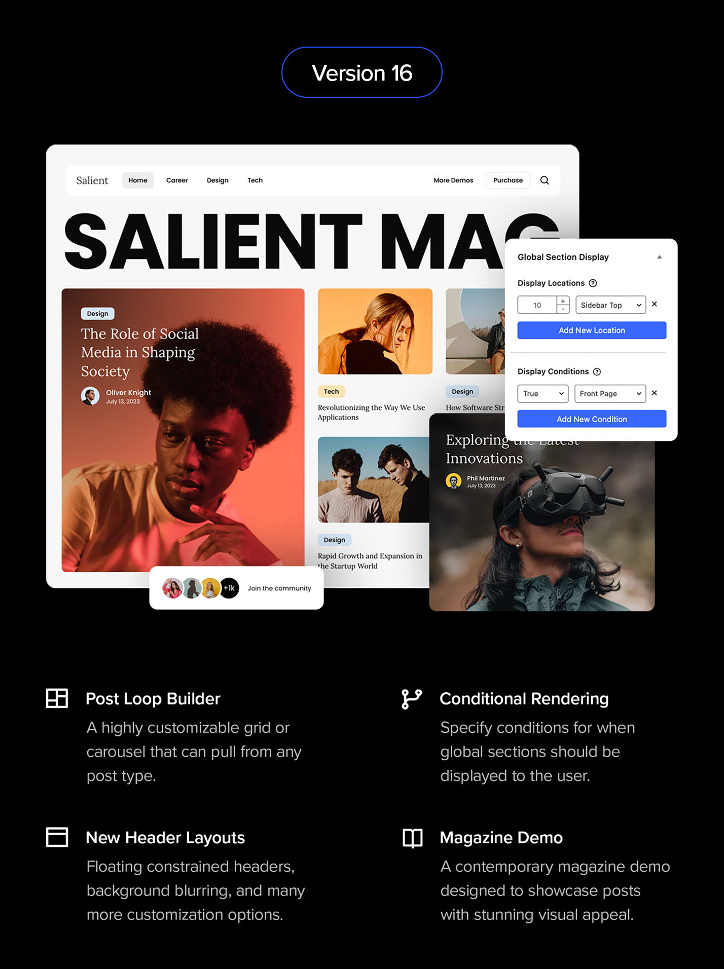 salient WordPress theme post loop builder magazine
