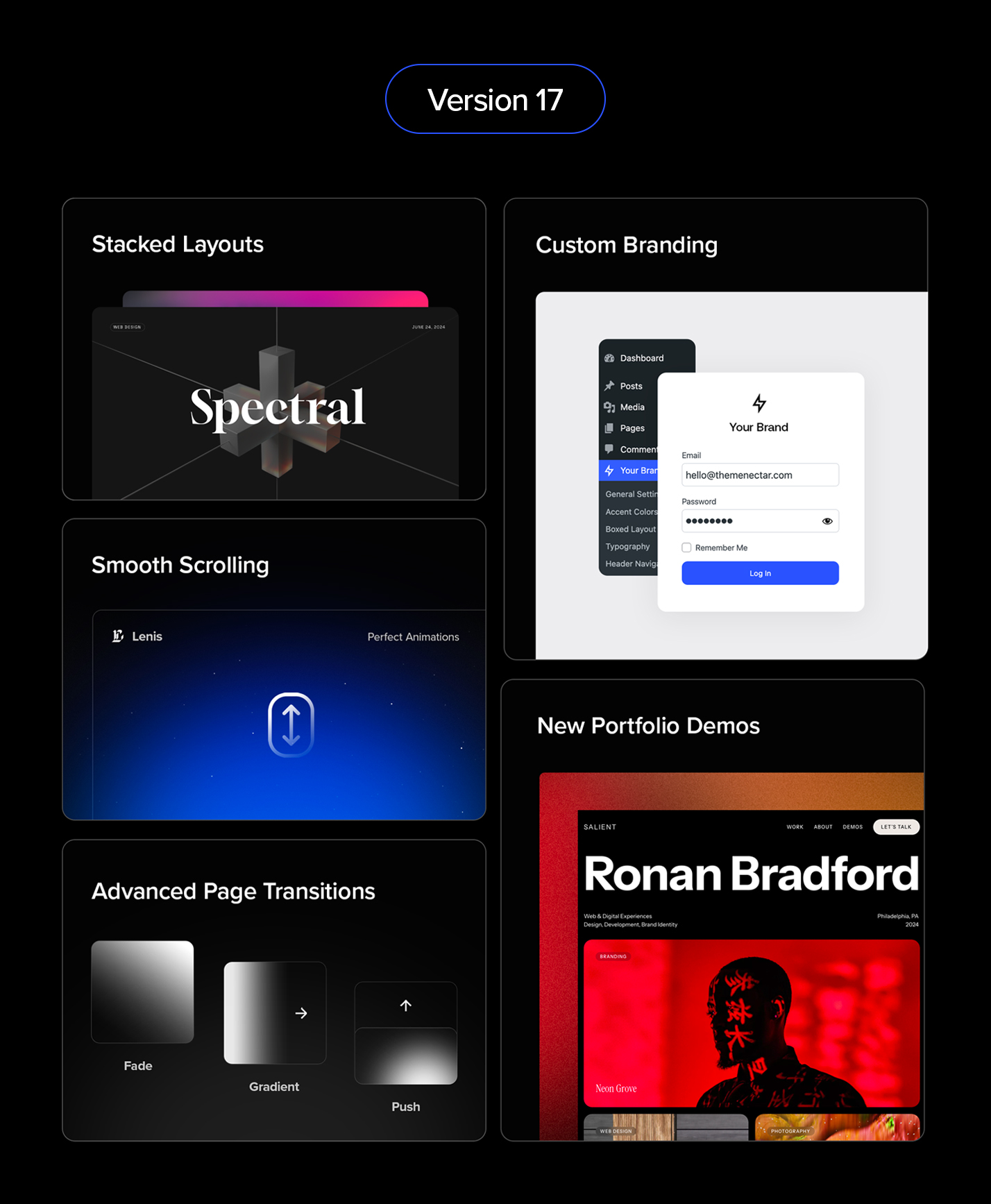salient WordPress theme custom branding portfolio gsap lenis