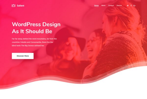 Corporate WordPress theme highlighting gradient background design options
