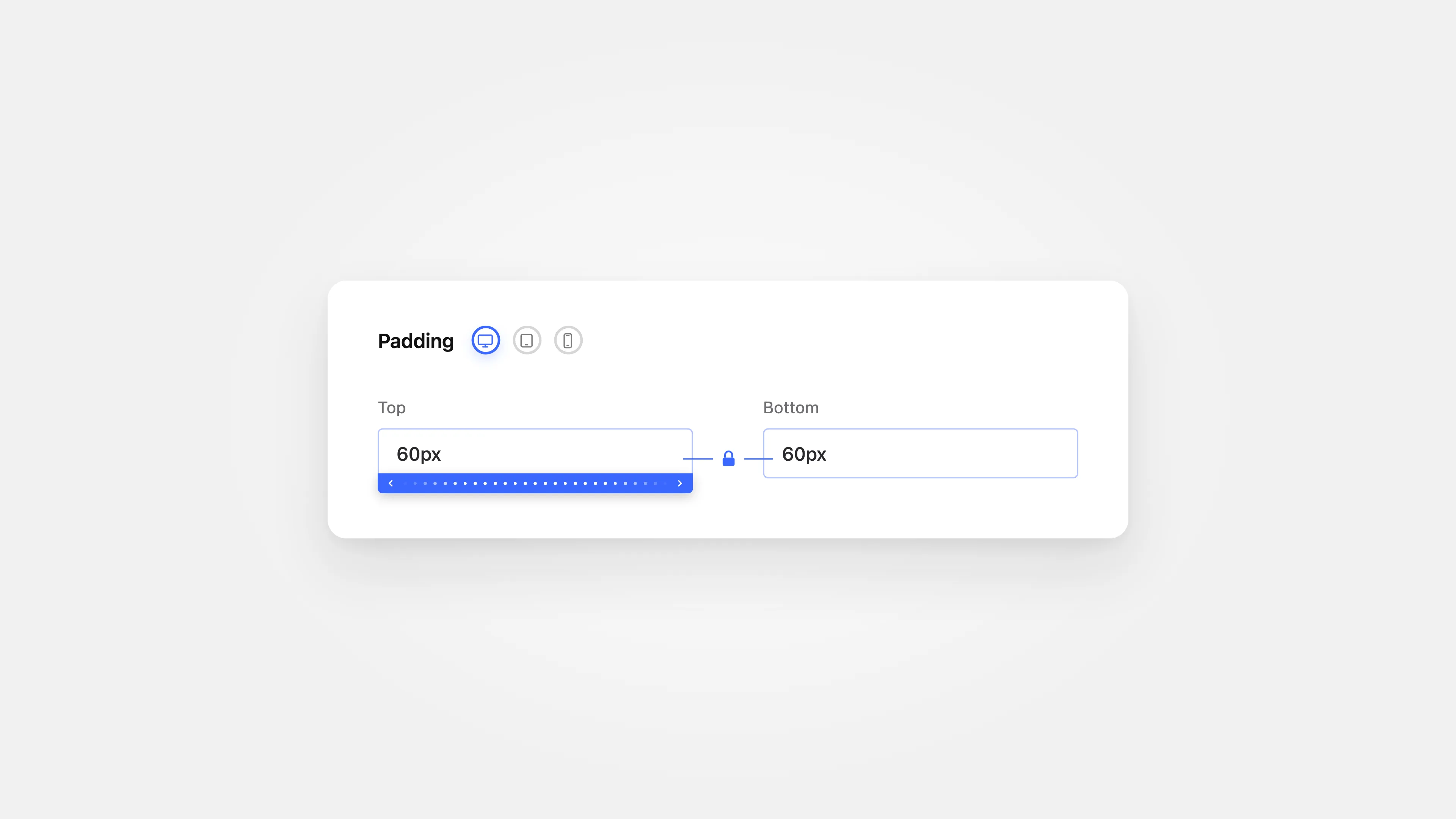 Element settings that hold separate values for desktop, tablet, and phone