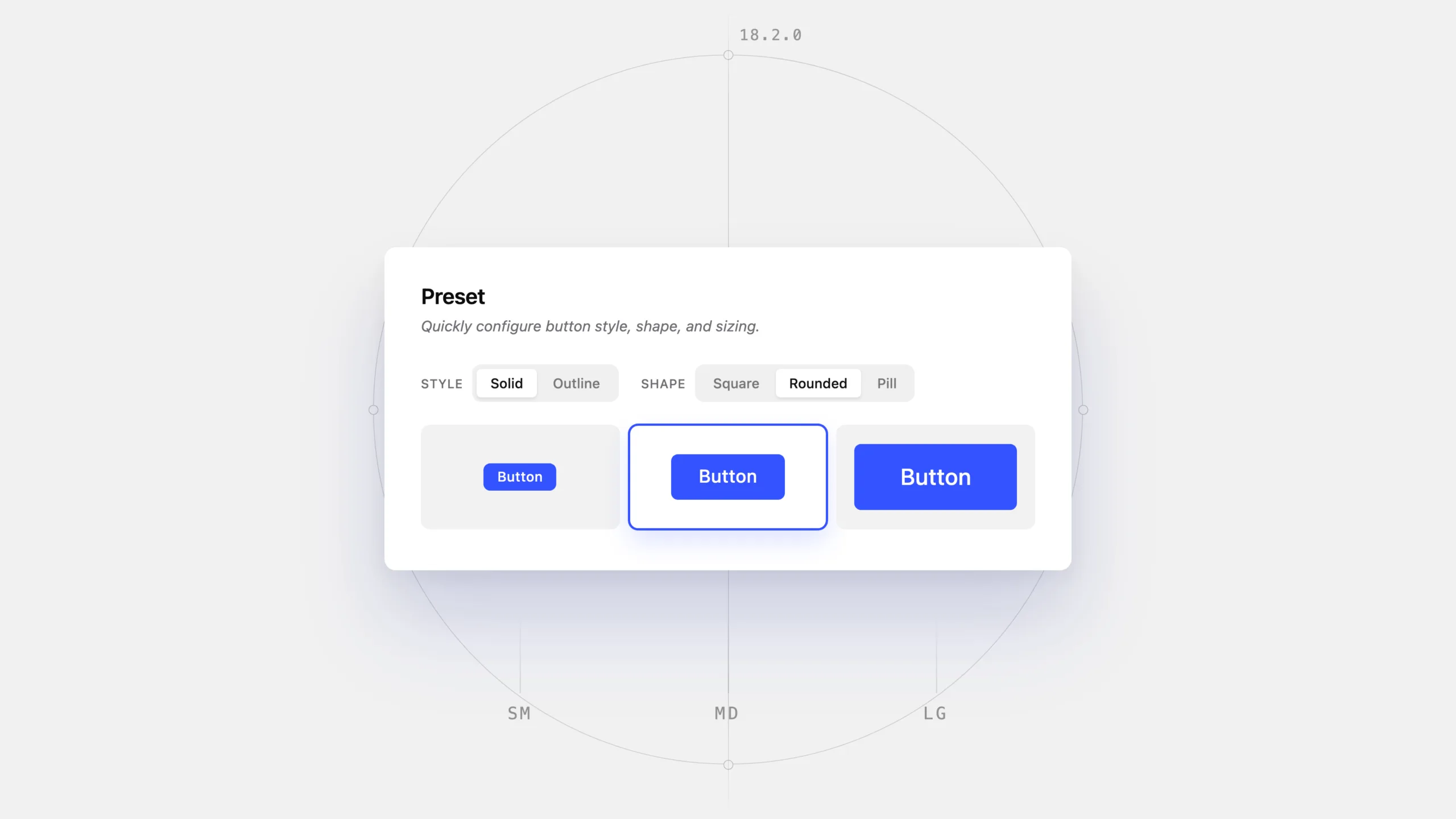 WordPress Button presets for style, shape and size